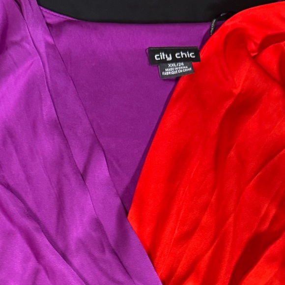 City chic Red and Purple Wrap Dress size xxl/24 - Picture 11 of 12